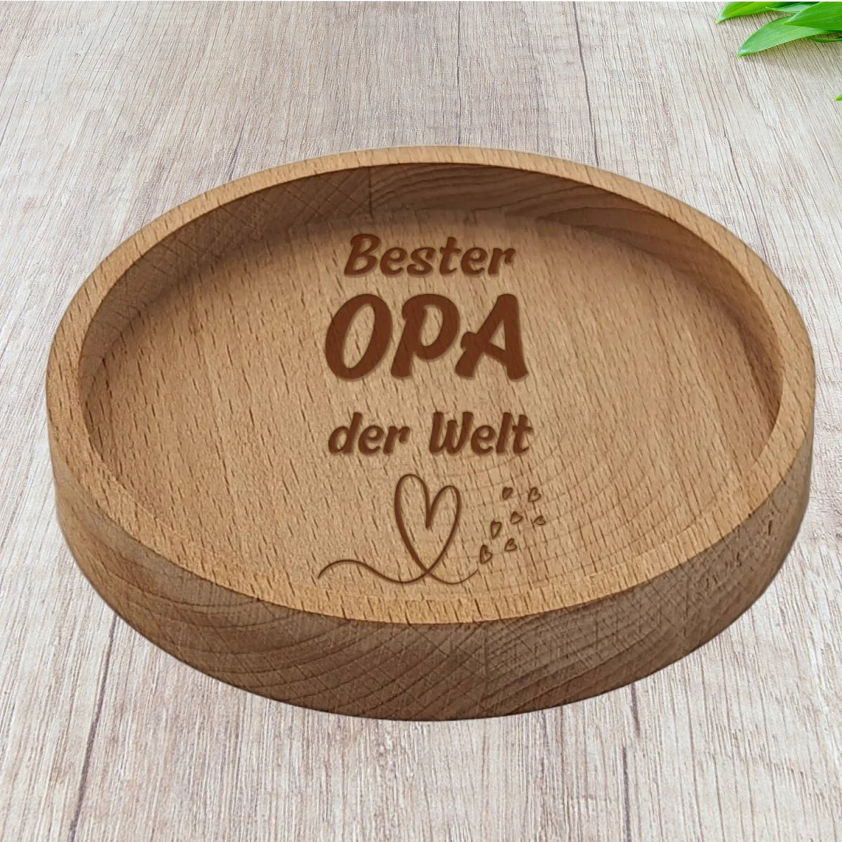"Bester Opa der Welt" - Liebevoller Holzuntersetzer aus Buchenholz - #HansArbeit