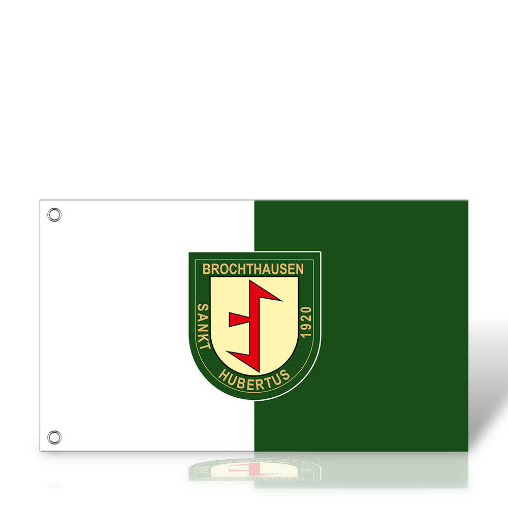 Hissfahne quer 'St. Hubertus Brochthausen' – Ideal für Masten ohne Ausleger