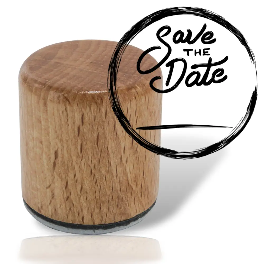 "Save the Date" Motivstempel mit Datumszeile von #HansArbeit | Ø 30 mm | Ideal für Hochzeiten, Geburtstage und besondere Anlässe