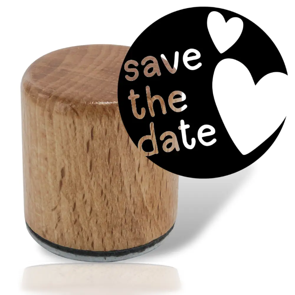 "Save the Date" Motivstempel von #HansArbeit | Durchmesser 30 mm | Perfekt für Hochzeiten, Geburtstage und mehr