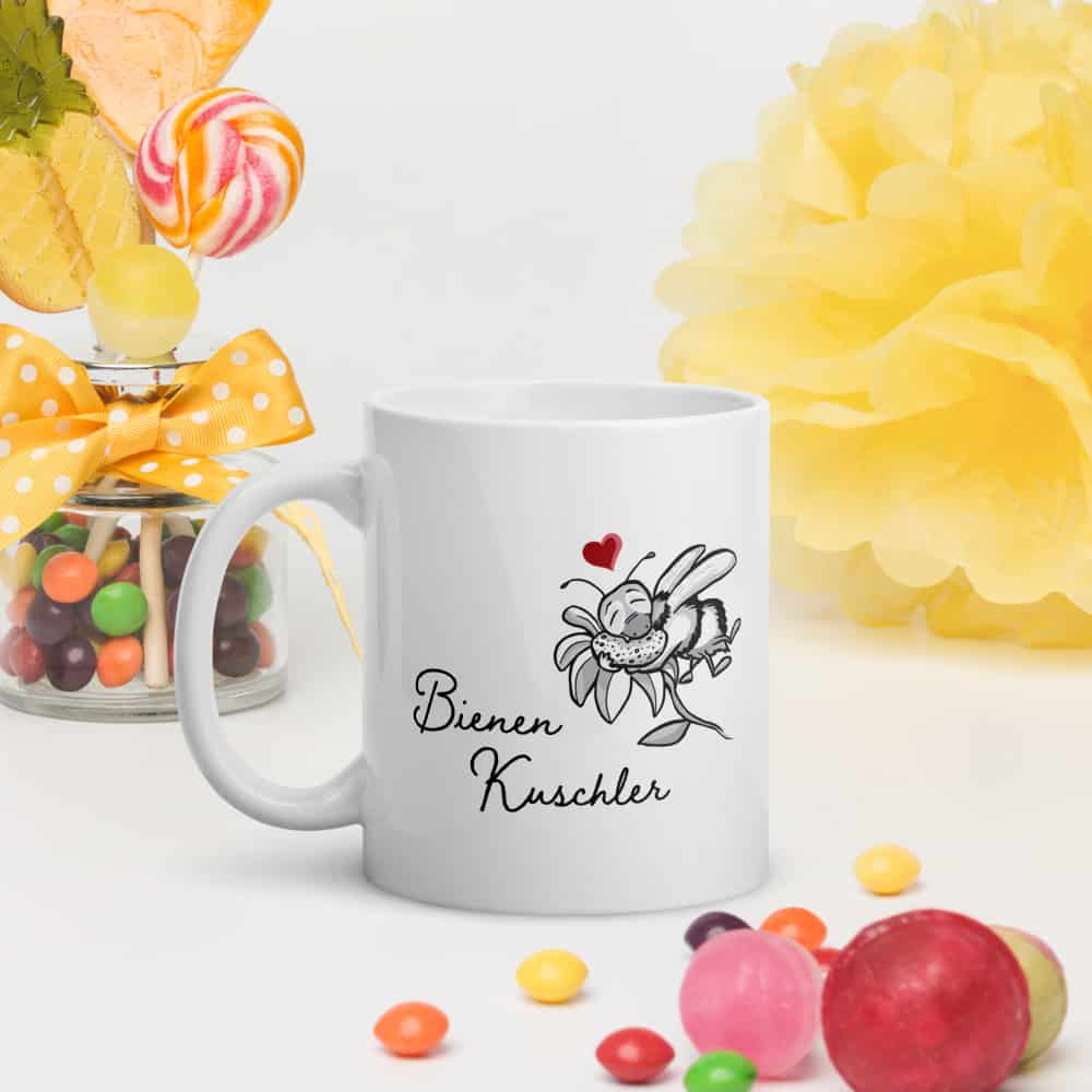 Bedruckte Tasse für “Bienenkuschler”, sw