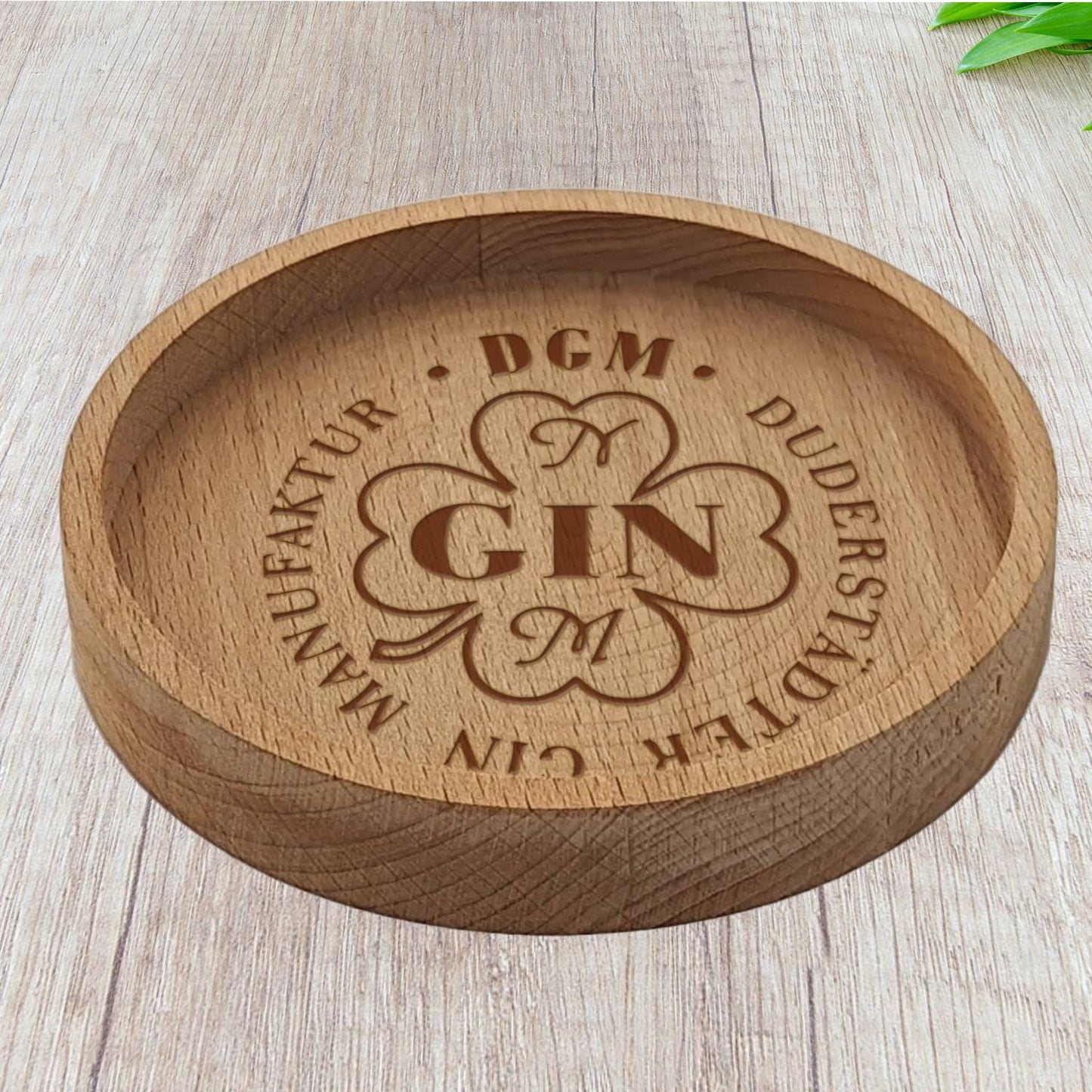 Untersetzer "Glücksfall Nr 1" - Exquisite Buchenholz-Ausführung aus der Duderstädter Gin Manufaktur