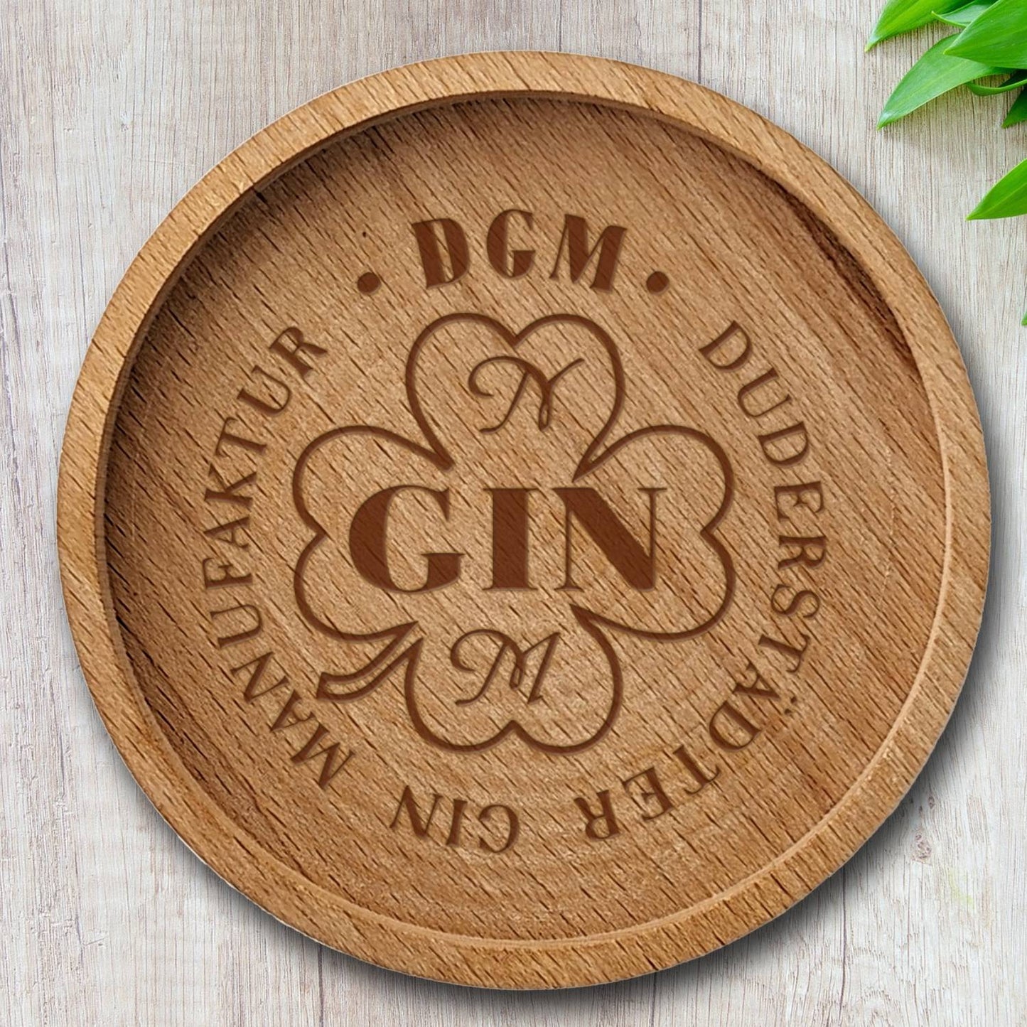 Untersetzer "Glücksfall Nr 1" - Exquisite Buchenholz-Ausführung aus der Duderstädter Gin Manufaktur
