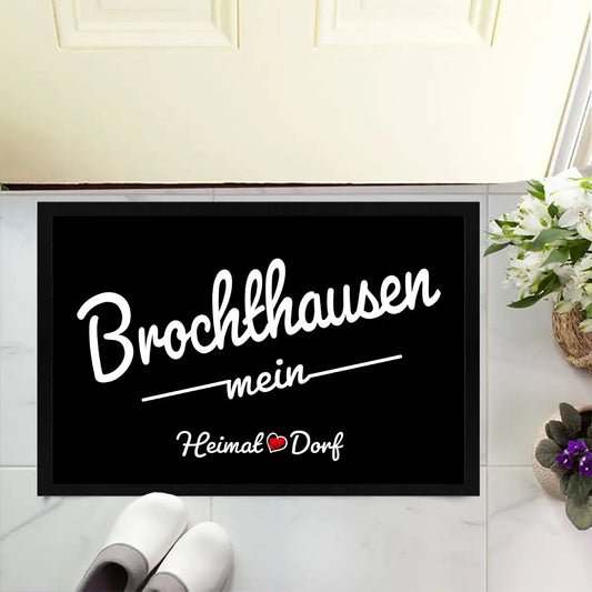 Heimatliebe Brochthausen - Premium Fußmatte mit Herzdorf-Motiv