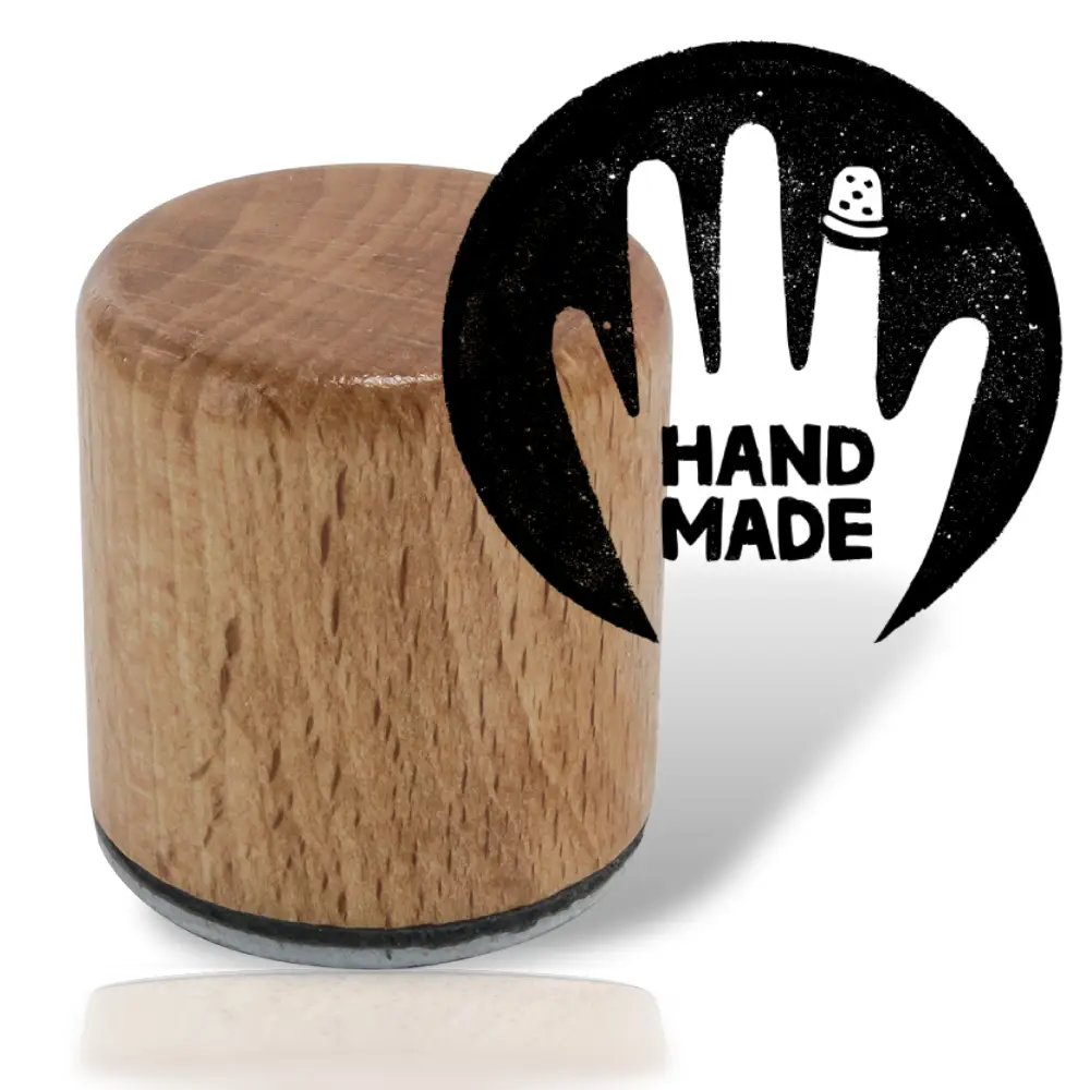 Motivstempel "Hand Made" von #HansArbeit | Ø 30 mm | Ideal für Kreative und DIY-Enthusiasten